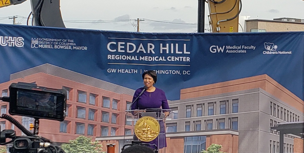 New hospital ground breaking 2022 Mayor Bowser at Cedar Hill 2.17.22