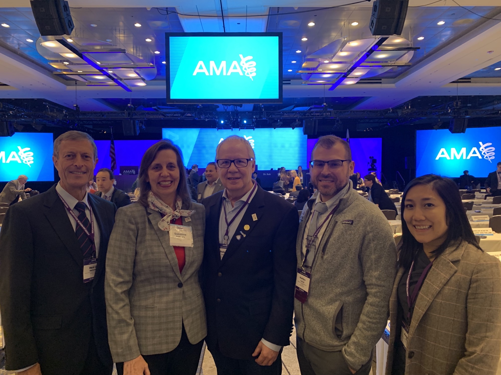 (L-R) Drs. Neal Barnard, Susanne Bathgate, Peter Lavine, Matt Lecuyer, and Angela Wu